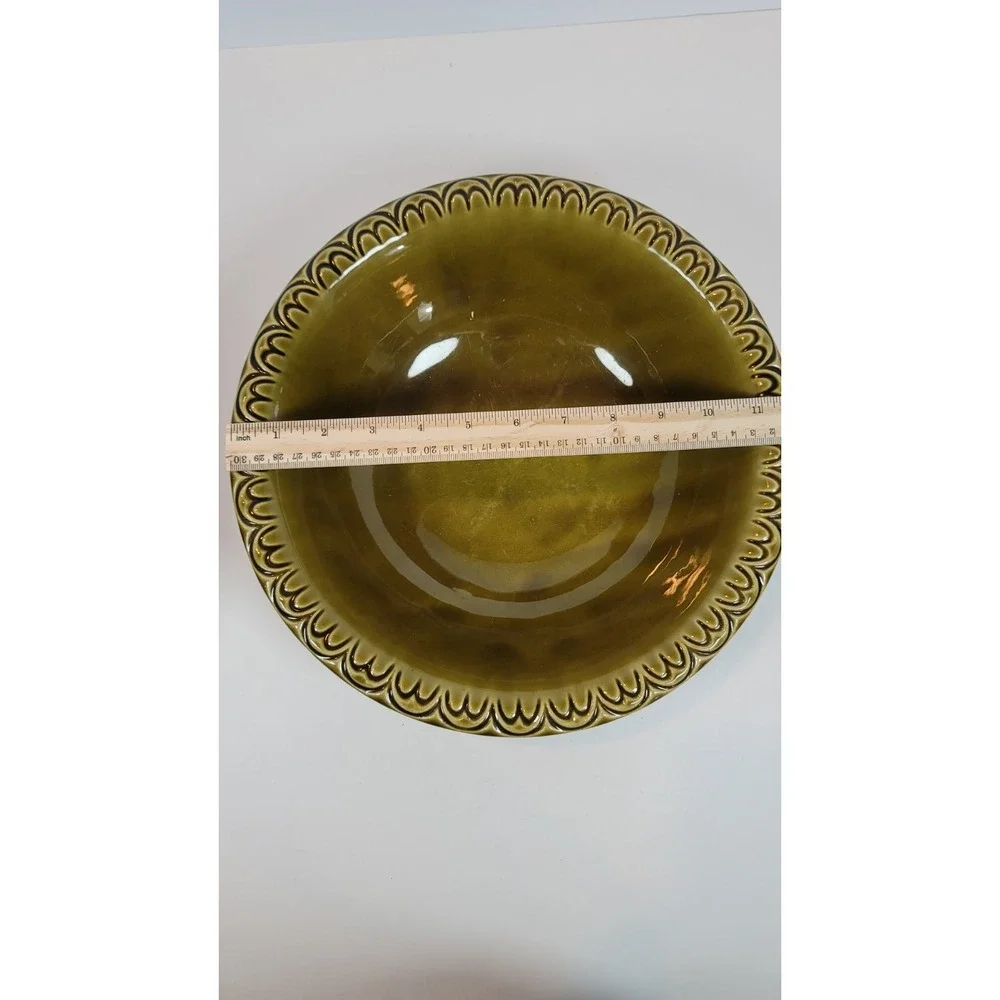 Vintage McCoy Pottery Thanksgiving TURKEY Wash Basin & Pitcher Olive‎ Green